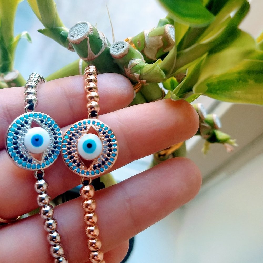 Rose gold / silver lucky eye bracelets